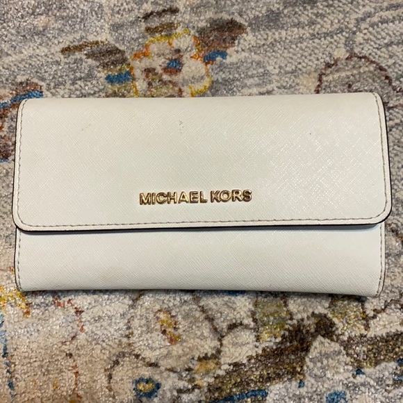 Michael Kors Handbags - Michael Kors saffiano leather white trifold wallet